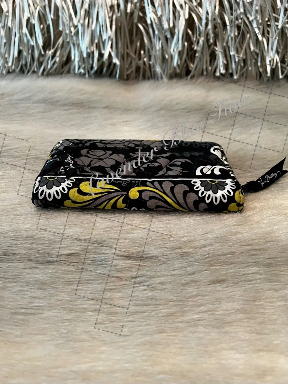 VERA BRADLEY Baroque 2008 Long Turnlock Wallet Black Yellow Y2K